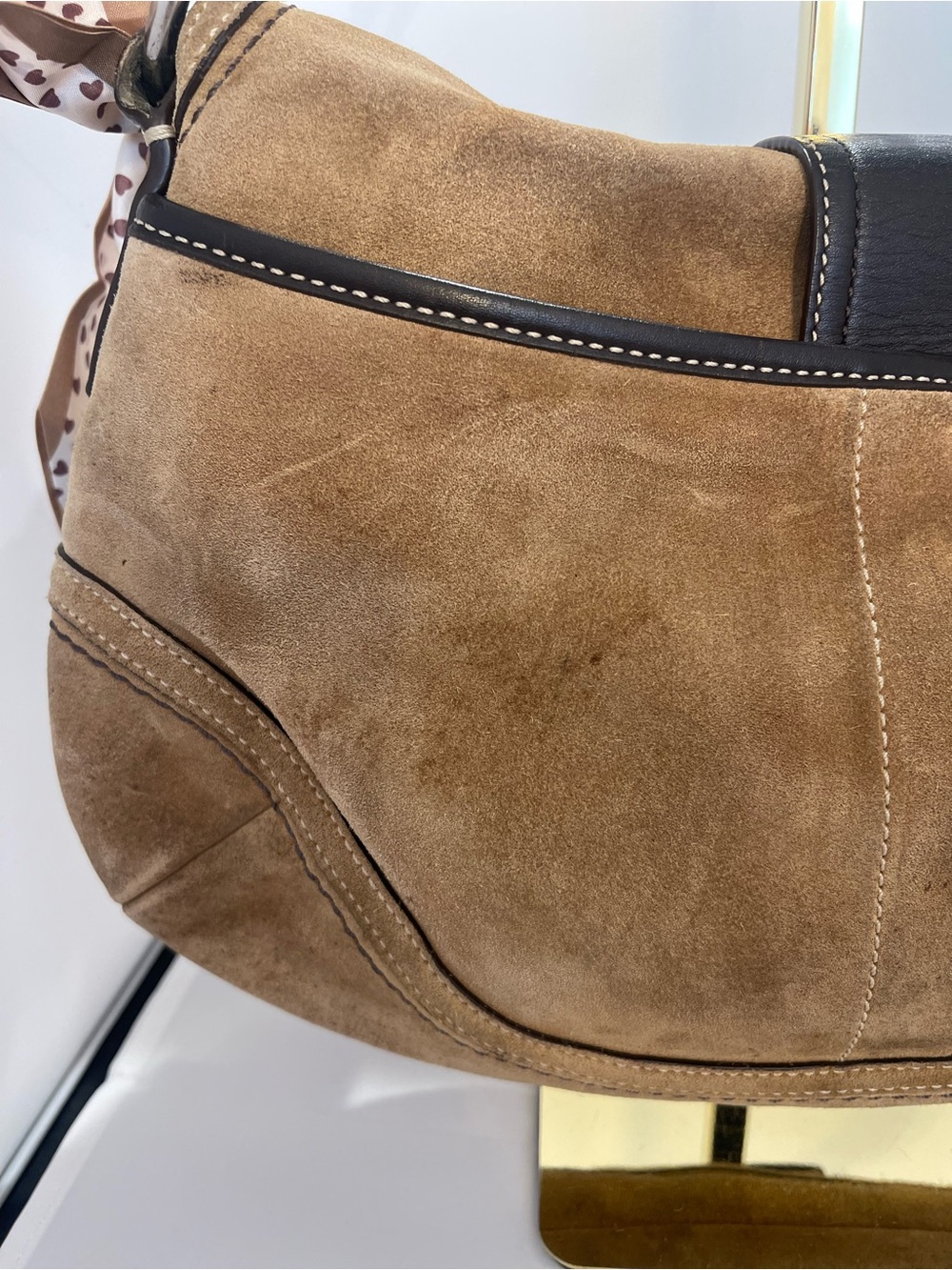 Coach Tan Suede Soho Shoulder Bag with Dark Brown Trim - Picture 5 of 16